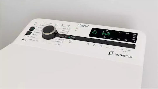 Whirlpool Πλυντήριο Ρούχων Άνω Φόρτωσης 6kg 1200 Στροφών 6th Sense TDLRBX 6252BS EU