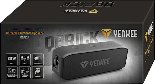 Yenkee YSP 3010BK Qbrick Waterproof Bluetooth Speaker 20W with Battery Life up to 8 hours Black