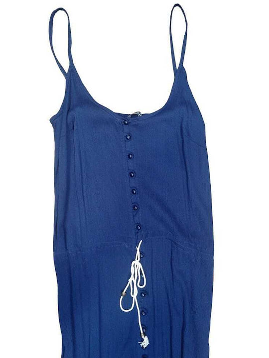 Venissimo Women's Dress With Buttons Blue - Blue