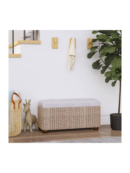 Stool Bench Stool With Storage Space Wicker Gray 69x27x36cm