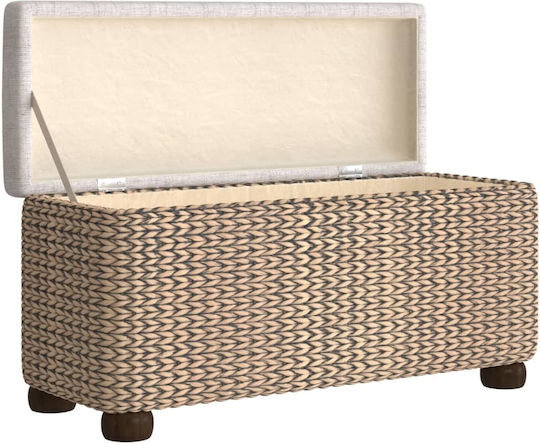 Taburet Cu Spațiu De Depozitare Din Paie Gri 69x27x36cm