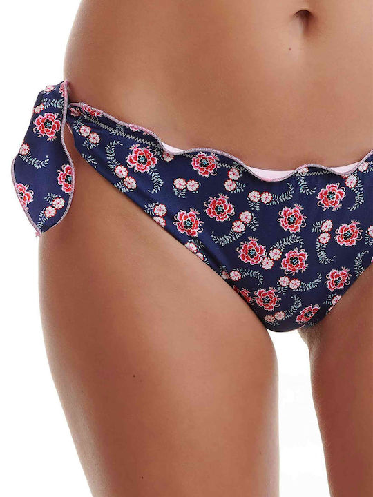 Bikini Slip με Κορδονάκια Navy Μπλε