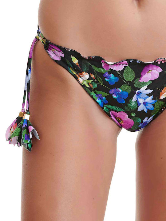 Bikini Slip mit Schnürchen Schwarz