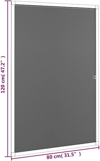 vidaXL Window Mosquito Net Fixed Aluminum White with Frame 120x80cm