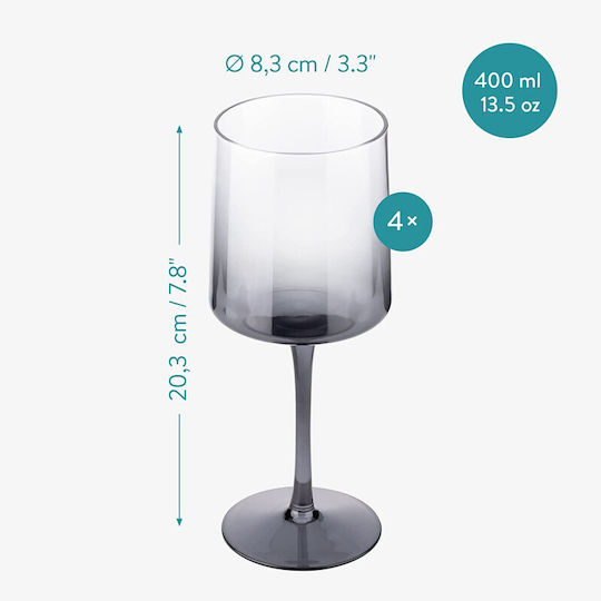 Navaris Set of Glasses Made of Glass in Grey Colour Goblets 400ml 4 Pieces