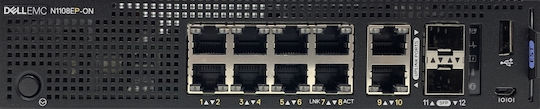 Dell N1108EP-ON Managed L2 PoE+ Switch with 8 Gigabit (1Gbps) Ethernet Ports and 2 SFP Ports