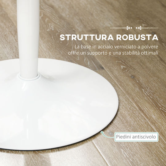 Round Table Bar Wooden with Metal Frame White 70x70x75cm