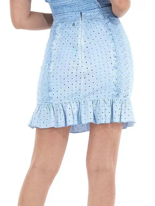 Guess Ψηλόμεση Mini Φούστα σε Μπλε χρώμα