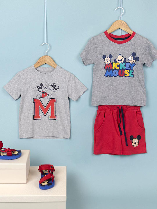 Παιδικό Σετ με Σορτς Καλοκαιρινό 2τμχ Γκρι Mickey Mouse