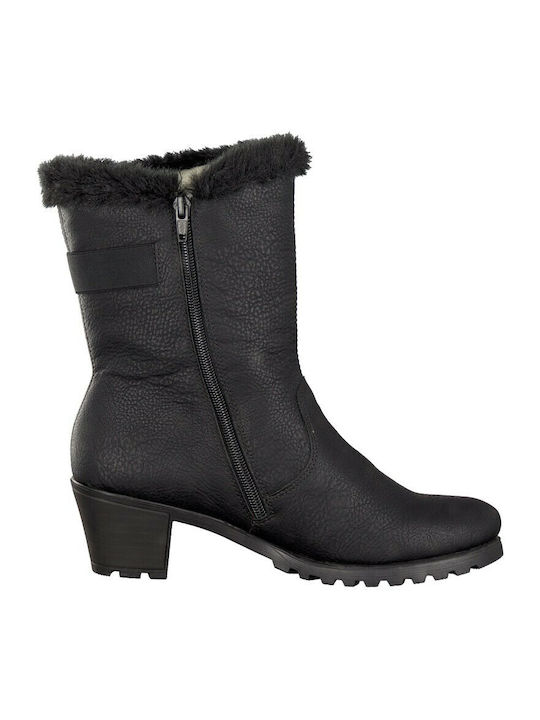 Rieker Anatomic Women's Boots with Zipper & Fur Black Y8079-00