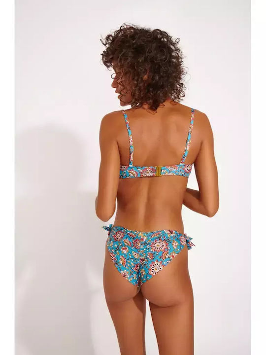 Banana Moon Padded Underwire Strapless Bikini Light Blue Floral