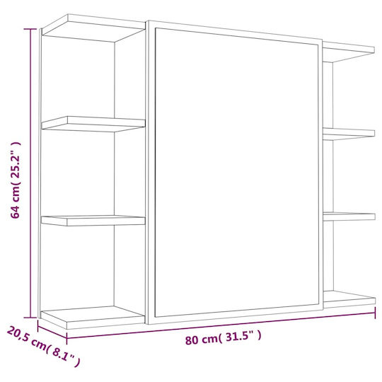 vidaXL Blat fără Lavoar cu Oglindă L60xW32xH53.5cm & Dulap Sonoma