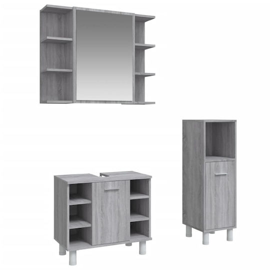 vidaXL Πάγκος χωρίς Νιπτήρα με Καθρέπτη Μ60xΒ32xΥ53.5cm & Ντουλάπι Sonoma