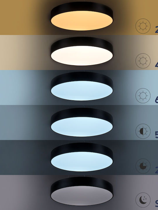 GloboStar Burton 61200-S Mount Ceiling Light 40cm Black with Integrated LED and Remote Control