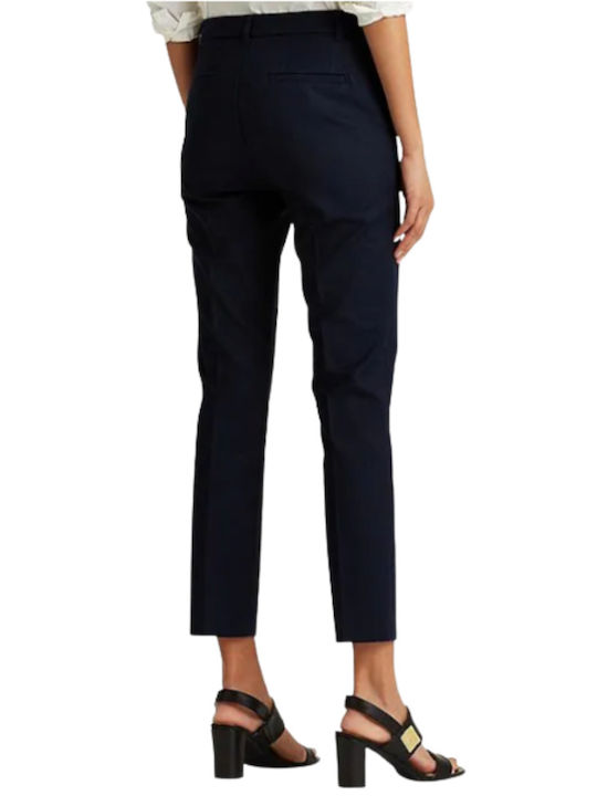 Ralph Lauren Women's High-waisted Cotton Capri Trousers Navy Blue