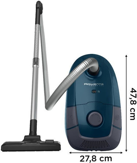 Rowenta Power Xxl Ηλεκτρική Σκούπα 750W με Σακούλα 4lt Μπλε
