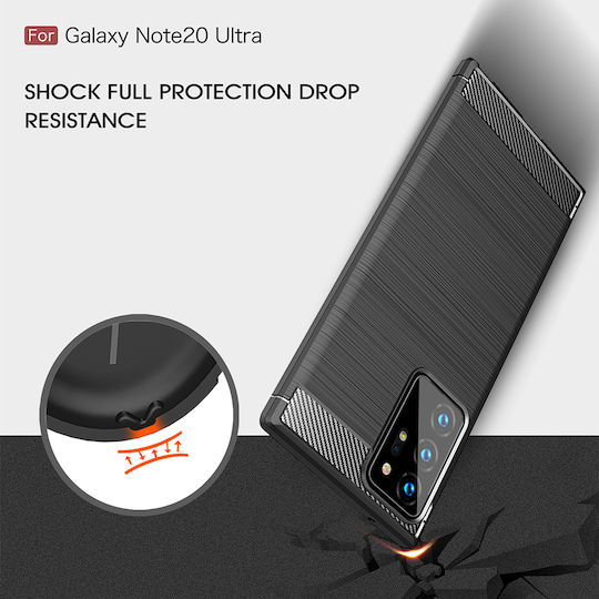 Techsuit Carbon Back Cover Σιλικόνης Μαύρο (Galaxy Note 20 Ultra)