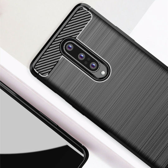 Techsuit Carbon Back Cover Silicon Negru (OnePlus 8)