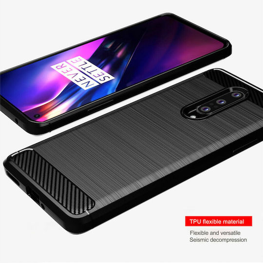 Techsuit Carbon Back Cover Silicon Negru (OnePlus 8)