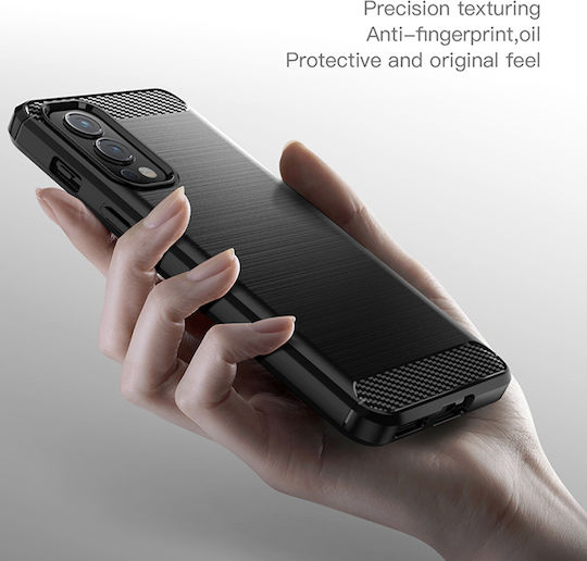 Techsuit Carbon Задна корица Силикон Черен (OnePlus Nord 2)