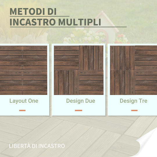 Outsunny Wood Garden Flooring Tile 30x30cm 27 Pieces