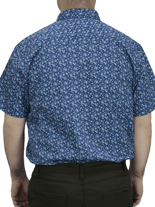 Double Men's Shirt Short Sleeve Blue