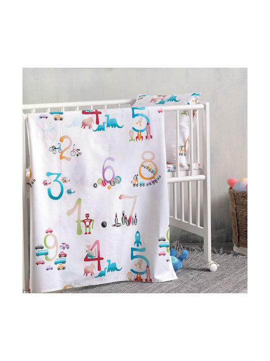 Rythmos Baby Bettbezug Set mit Kissenbezug Numbers Weiß 110x160cm.