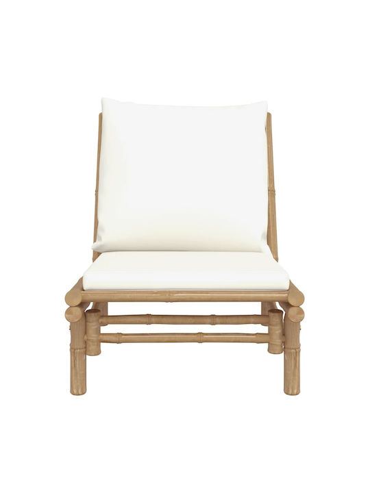 Outdoor Armchair Bamboo Beige with Cushion 2pcs 60x86x73.5cm