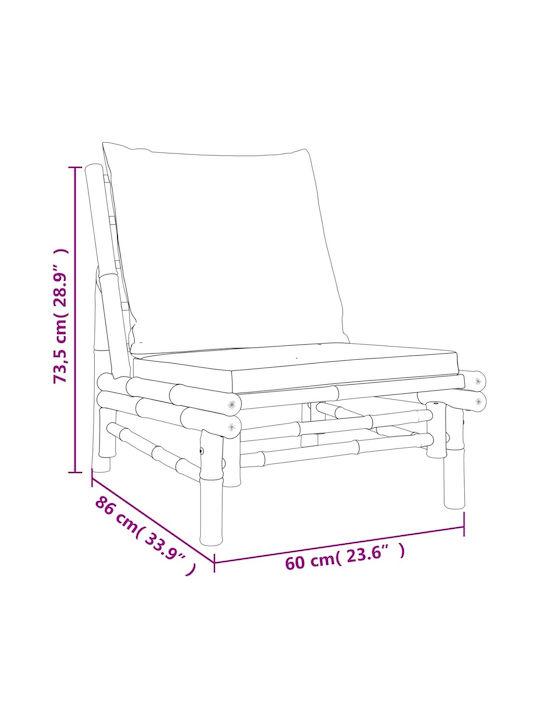 Outdoor Armchair Bamboo Beige with Cushion 2pcs 60x86x73.5cm