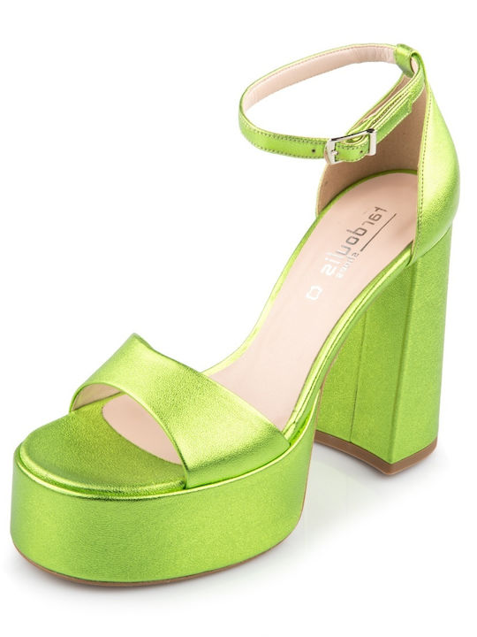Fardoulis Δερμάτινα Πέδιλα Green Metallic