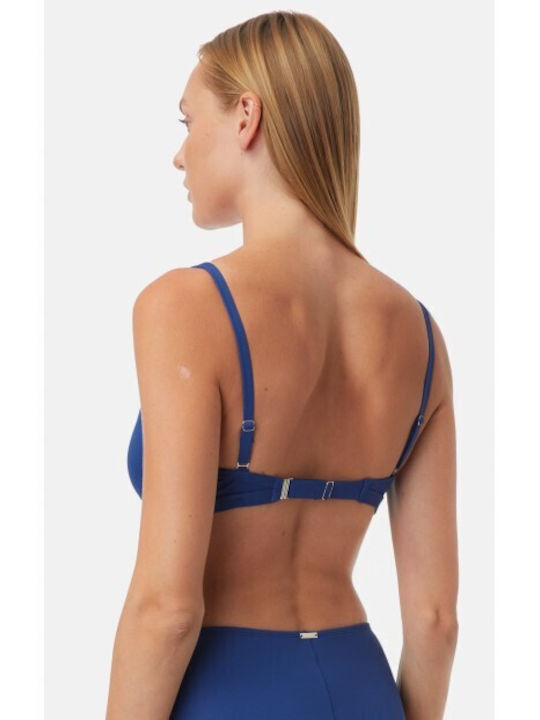 Minerva Padded Triangle Bikini Top with Adjustable Straps Blue