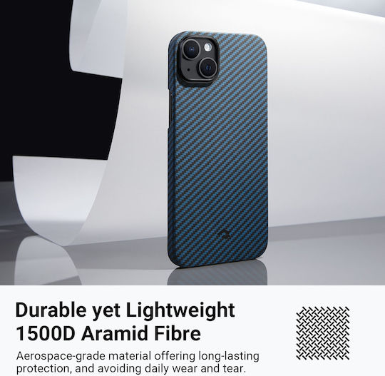 Pitaka Magsafe Aramid Back Cover Aramid Fiber 1.2mm Black / Blue / Twill (iPhone 14 Plus)