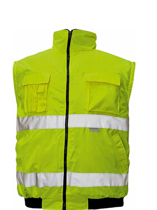 Cerva Waterproof Winter Reflective Work Jacket Hooded with Removable Lining Yellow