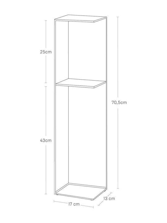 Yamazaki Floor Bathroom Shelf Metallic with 1 Shelf 17x13x70cm