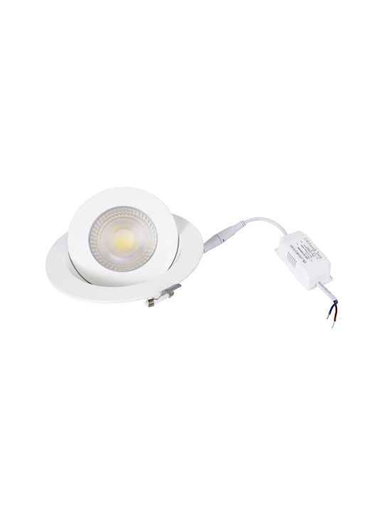 GloboStar Lexis Joint Round Metallic Recessed Spot with Integrated LED and Natural White Light White 15.8x15.8cm.