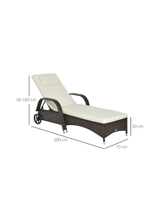 Ξαπλώστρα Rattan Καφέ 200x73x56εκ.