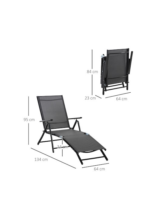 Deckchair Aluminum Black 2pcs 134x64x95cm. Deckchair Aluminum Black 2pcs 134x64x95cm.