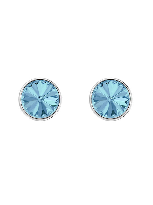 Voila Solitaire Earrings Blue made of Silver 925 Silver platinum plated 6mm