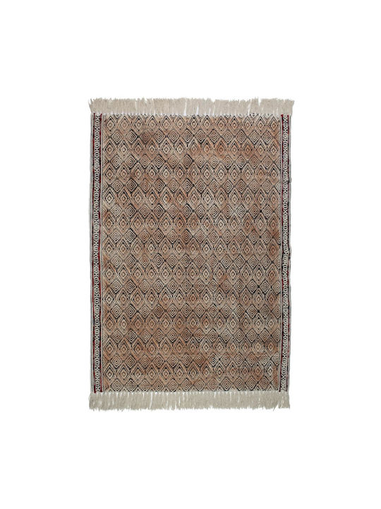 ArteLibre Rug Rectangular Summer Cotton Beige Black