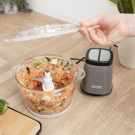 First Austria Mini Chopper 500W With 1.7L Capacity Gray Container