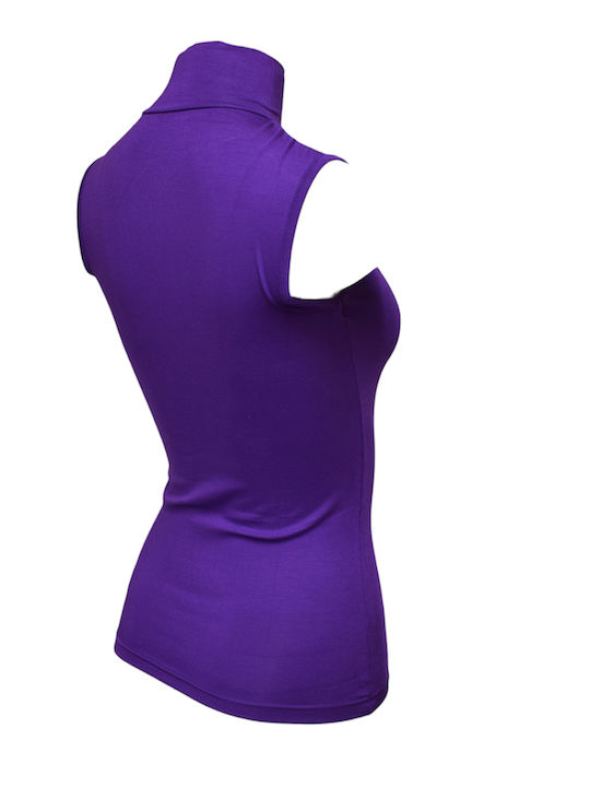 Apple Boxer Women's Sleeveless Turtleneck T-Shirt Purple