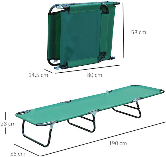 Outsunny Foldable Metallic Beach Sunbed Green 190x56x28cm