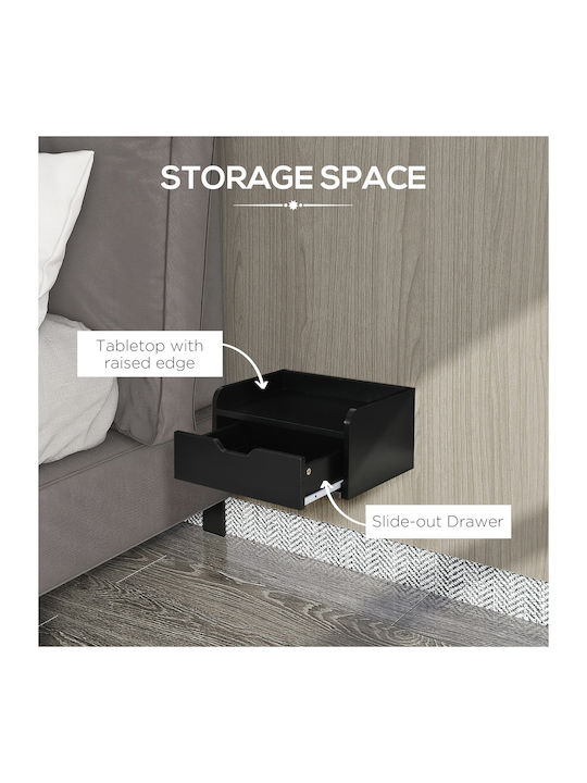 Wooden Black Bedside Tables 2 Pieces 40x30x19.5cm