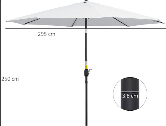 Round Metal White Parasol Φ3xH2.45m