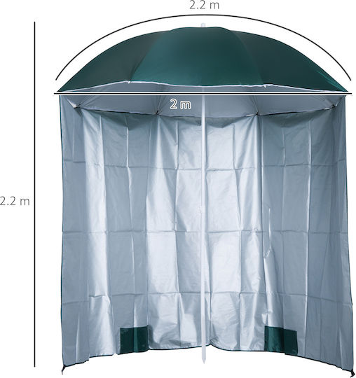 Outsunny Umbrelă de Plajă cu Diametru de 2.20m Verde