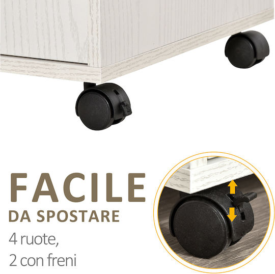 HomCom Raft De Bucătărie Din Lemn Cu 3 Locuri Alb 60.4x40.3x97cm