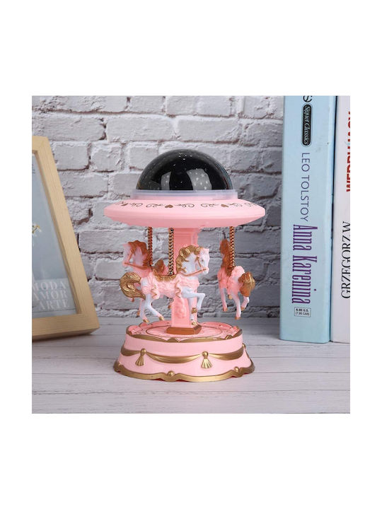 Carousel Kids Led Rotating Projector Lamp with Colour Changing Function Pink 14x14x20cm