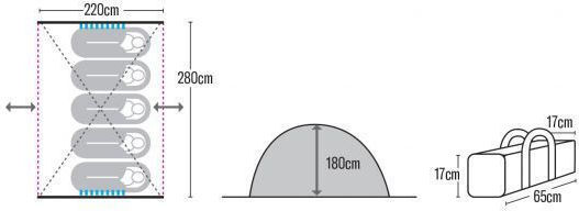 Hupa Palace 5p Summer Camping Tent Igloo Khaki for 5 People 280x220x180cm