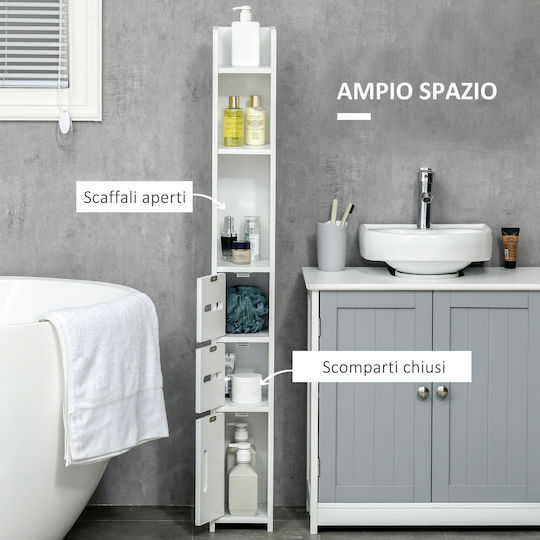 Kleankin 834-457GY Στήλη Μπάνιου Δαπέδου Μ15xΒ17xΥ120cm Λευκή