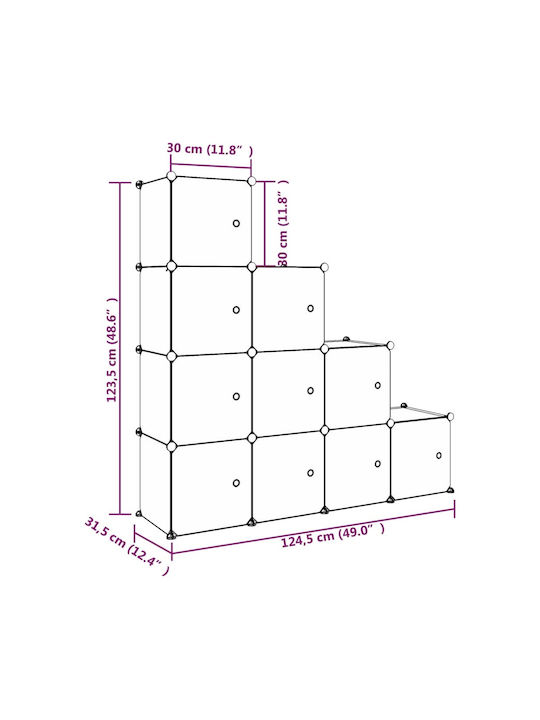 vidaXL Spielzeug Aufbewahrungssystem aus Kunststoff Mehrfarbig 124.5x31.5x123.5cm 1Stück